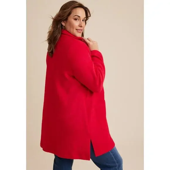 Maurices Women’s Plus Size 2X Red Wool Blend Coat Jacket NWT Style Number 213809 - Picture 2 of 11